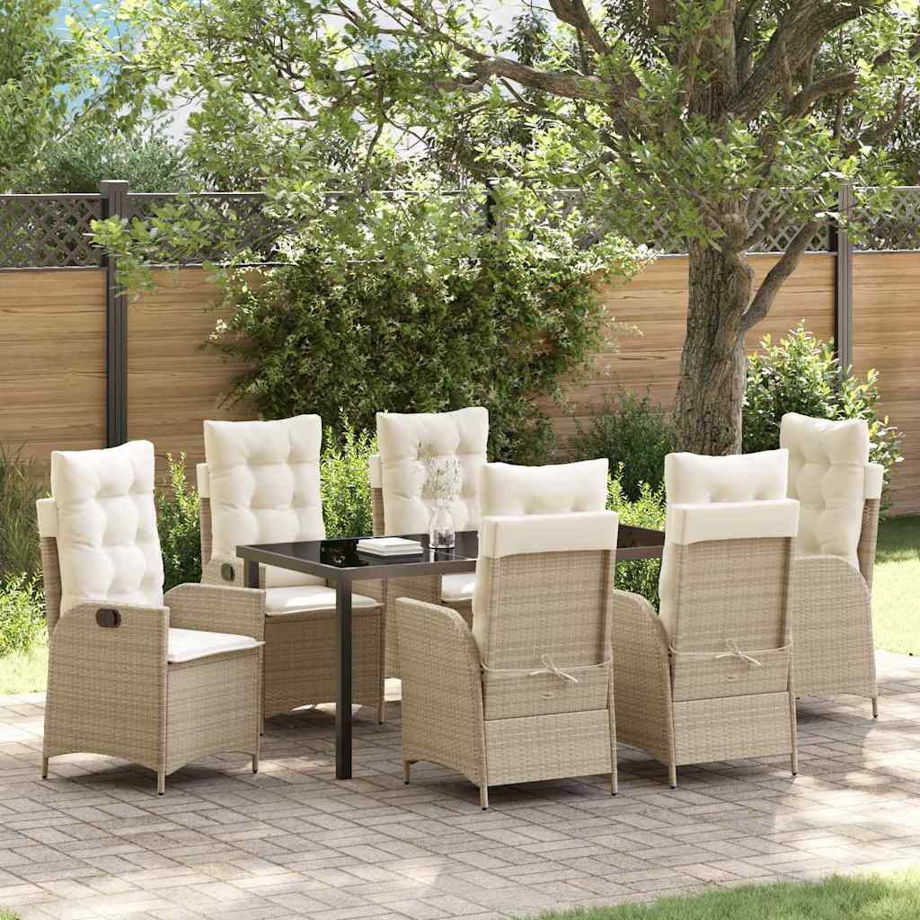 Set da Pranzo per Giardino 7 pcs Beige polyrattan - homemem39