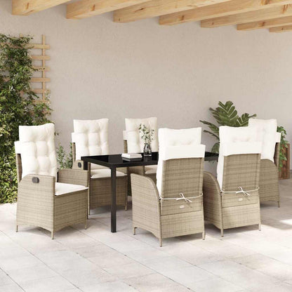 Set da Pranzo per Giardino 7 pcs Beige polyrattan - homemem39