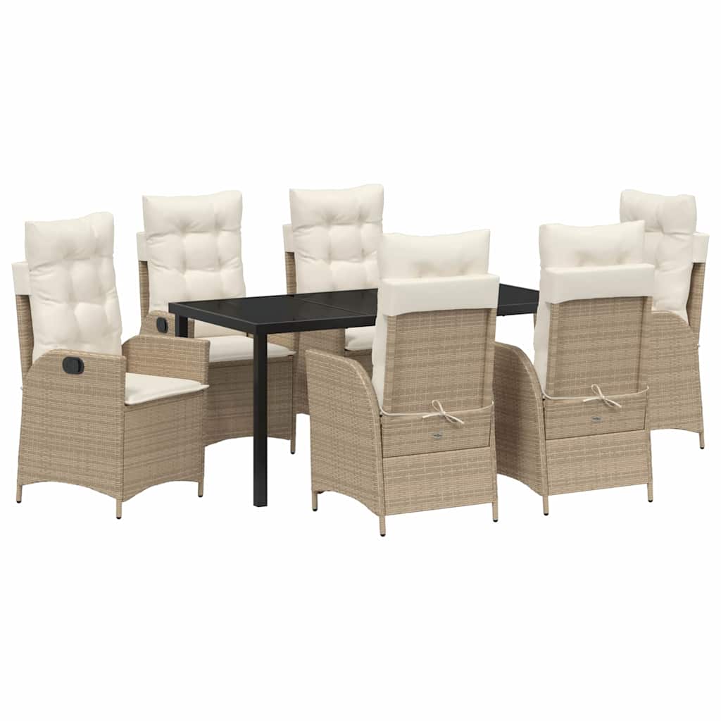 Set da Pranzo per Giardino 7 pcs Beige polyrattan - homemem39