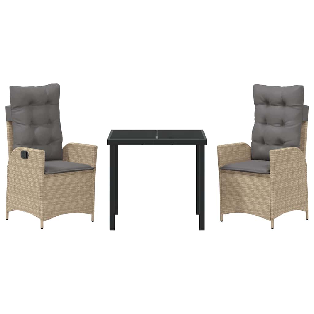 Set da Pranzo per Giardino 3 pcs Beige polyrattan - homemem39