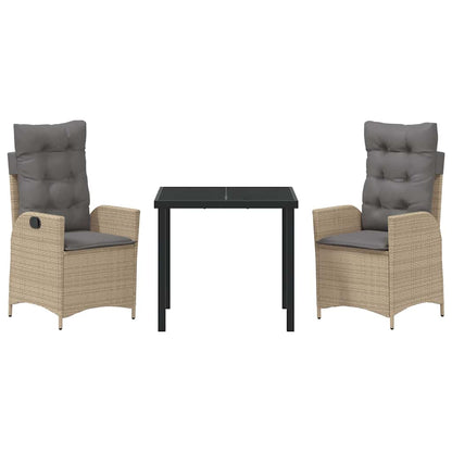 Set da Pranzo per Giardino 3 pcs Beige polyrattan - homemem39