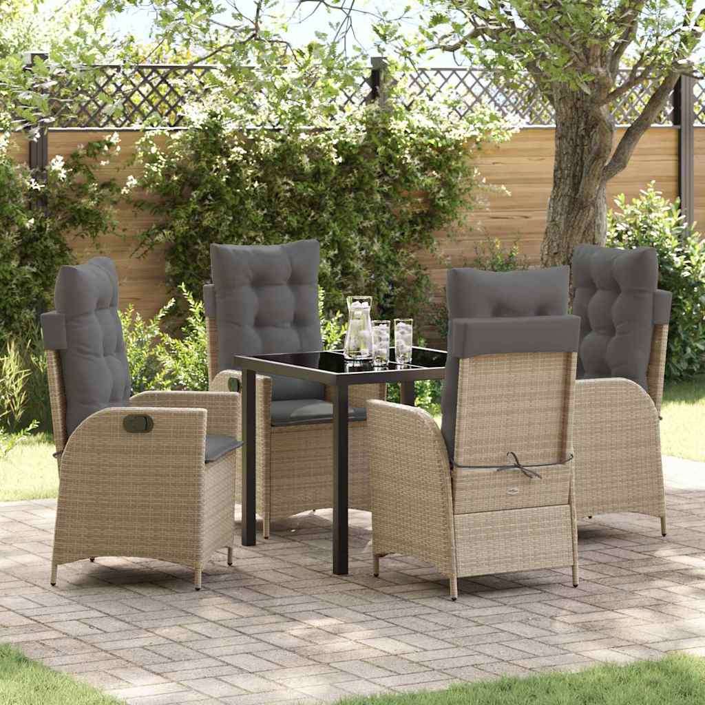 Set da Pranzo per Giardino 5 pcs Beige polyrattan - homemem39