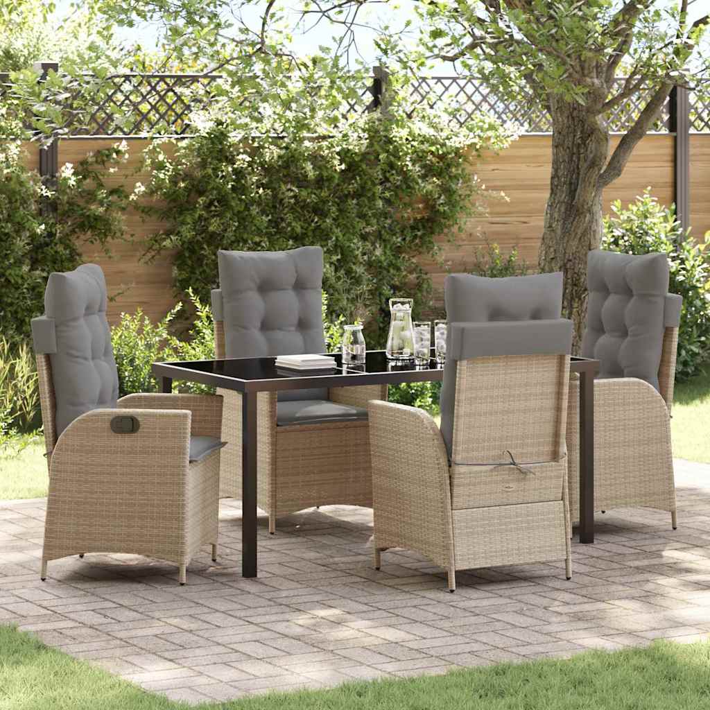 Set da Pranzo per Giardino 5 pcs Beige polyrattan - homemem39