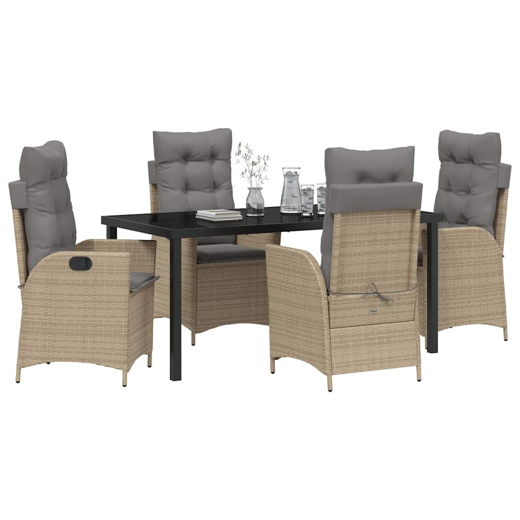 Set da Pranzo per Giardino 5 pcs Beige polyrattan - homemem39