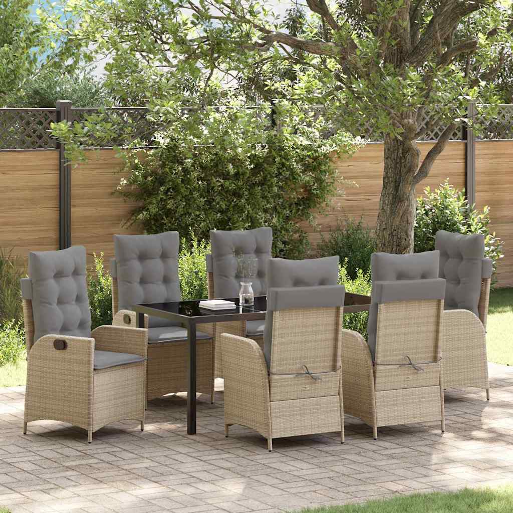 Set da Pranzo per Giardino 7 pcs Beige polyrattan - homemem39