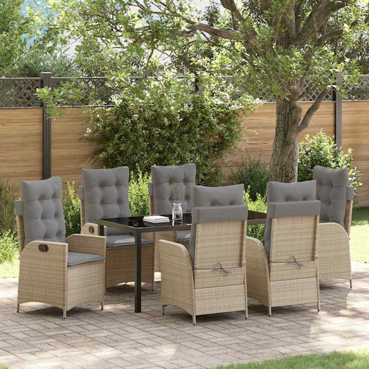 Set da Pranzo per Giardino 7 pcs Beige polyrattan - homemem39
