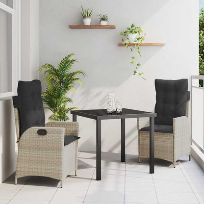 Set da Pranzo per Giardino 3 pcs Grigio chiaro polyrattan - homemem39
