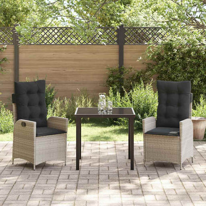 Set da Pranzo per Giardino 3 pcs Grigio chiaro polyrattan - homemem39