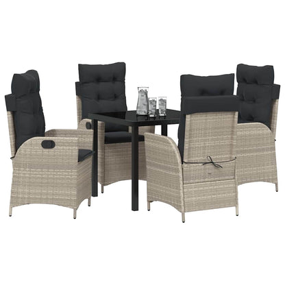 Set da Pranzo per Giardino 5 pcs Grigio chiaro polyrattan - homemem39