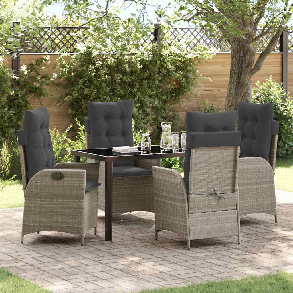 Set da Pranzo per Giardino 5 pcs Grigio chiaro polyrattan - homemem39
