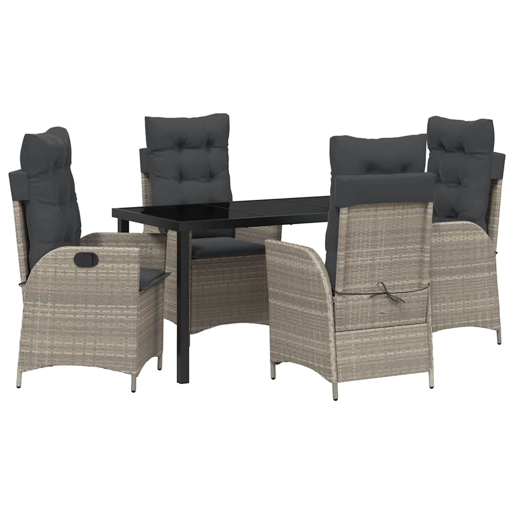 Set da Pranzo per Giardino 5 pcs Grigio chiaro polyrattan - homemem39