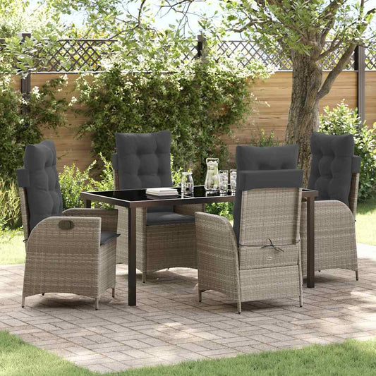 Set da Pranzo per Giardino 5 pcs Grigio chiaro polyrattan - homemem39