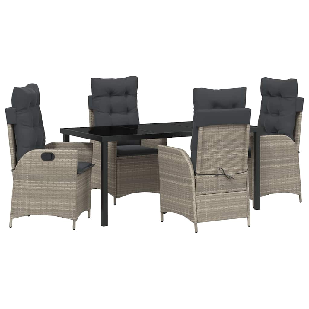 Set da Pranzo per Giardino 5 pcs Grigio chiaro polyrattan - homemem39