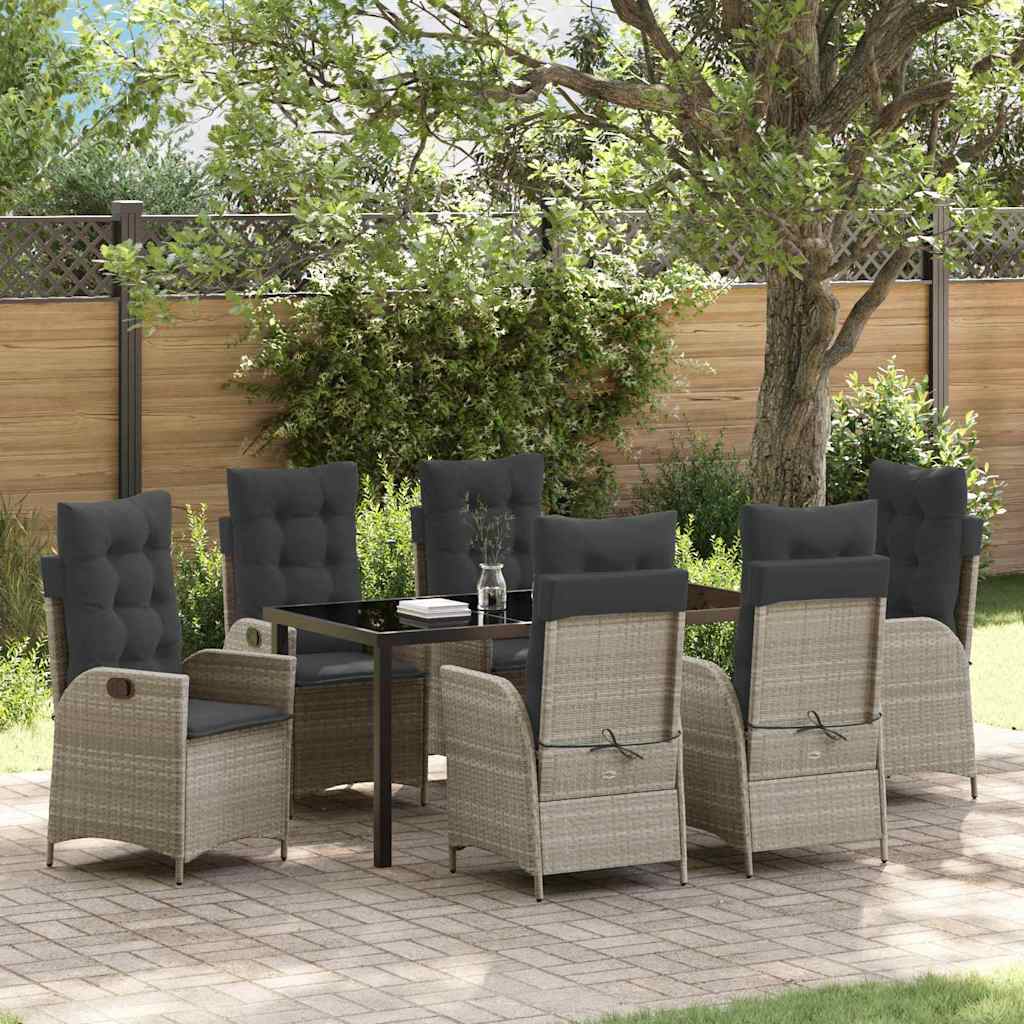 Set da Pranzo per Giardino 7 pcs Grigio chiaro polyrattan - homemem39