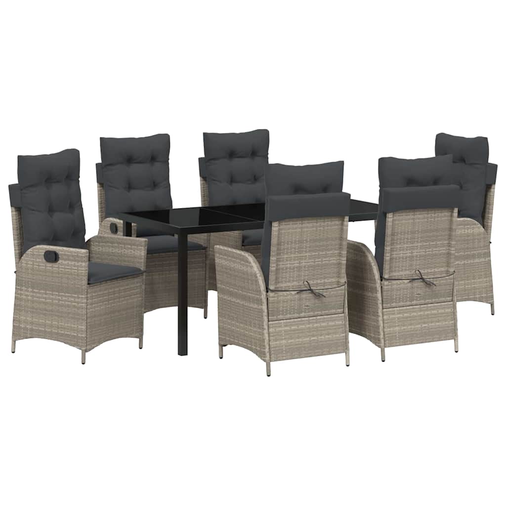 Set da Pranzo per Giardino 7 pcs Grigio chiaro polyrattan - homemem39