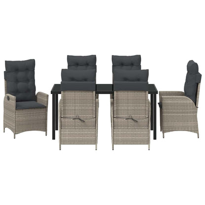 Set da Pranzo per Giardino 7 pcs Grigio chiaro polyrattan - homemem39
