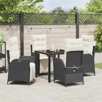 Set da Pranzo per Giardino 5 pcs Nero Poly Rattan