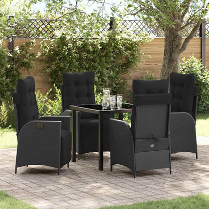 Set da Pranzo per Giardino 5 pcs Nero Poly Rattan - homemem39