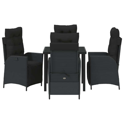 Set da Pranzo per Giardino 5 pcs Nero Poly Rattan - homemem39