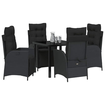 Set da Pranzo per Giardino 5 pcs Nero Poly Rattan - homemem39