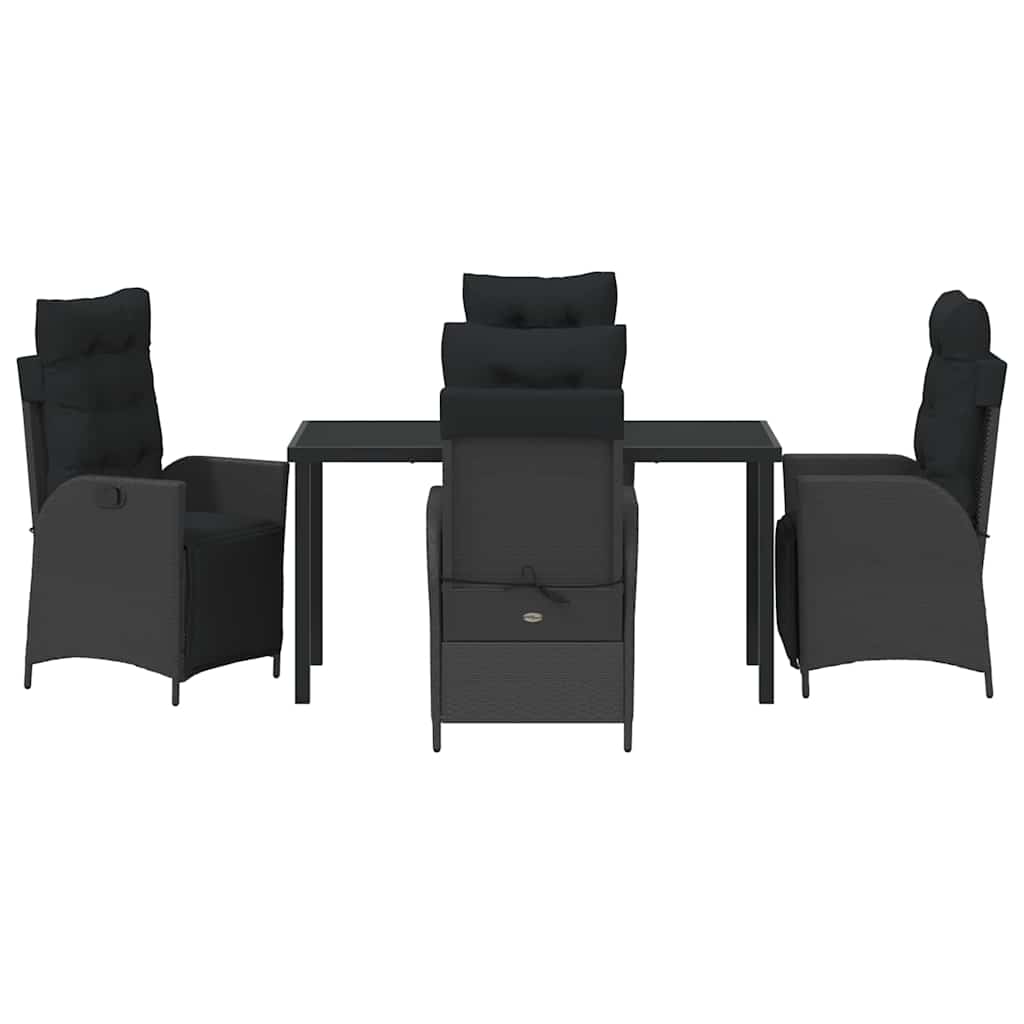Set da Pranzo per Giardino 5 pcs Nero Poly Rattan - homemem39