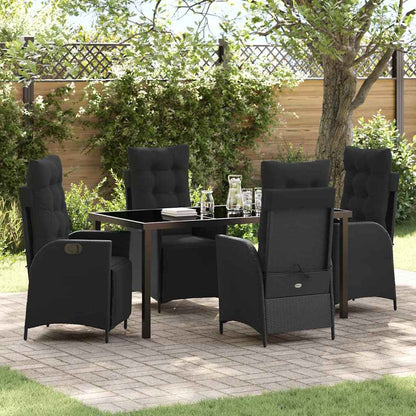 Set da Pranzo per Giardino 5 pcs Nero Poly Rattan - homemem39