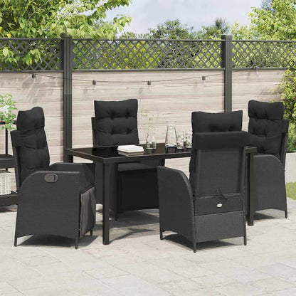 Set da Pranzo per Giardino 5 pcs Nero Poly Rattan - homemem39