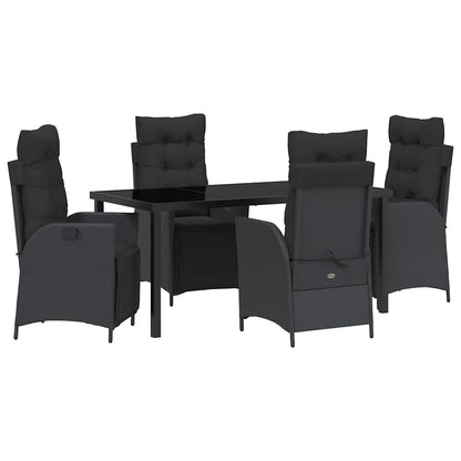 Set da Pranzo per Giardino 5 pcs Nero Poly Rattan - homemem39