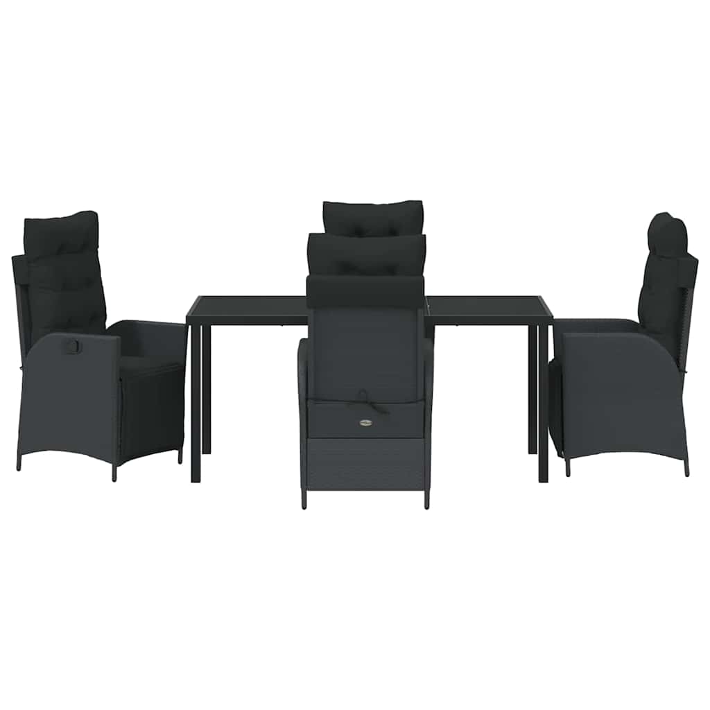 Set da Pranzo per Giardino 5 pcs Nero Poly Rattan - homemem39