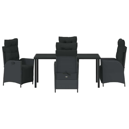 Set da Pranzo per Giardino 5 pcs Nero Poly Rattan - homemem39