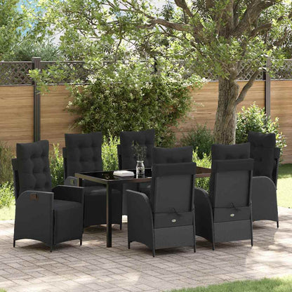 Set da Pranzo per Giardino 7 pcs Nero Poly Rattan - homemem39