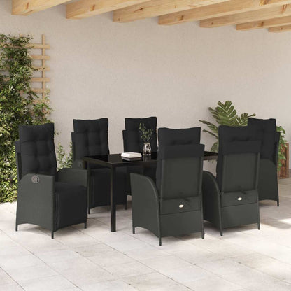 Set da Pranzo per Giardino 7 pcs Nero Poly Rattan - homemem39