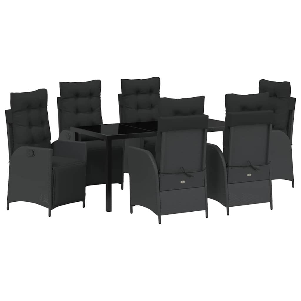 Set da Pranzo per Giardino 7 pcs Nero Poly Rattan - homemem39