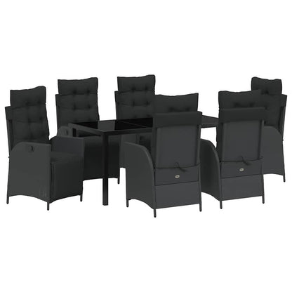Set da Pranzo per Giardino 7 pcs Nero Poly Rattan - homemem39