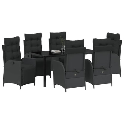 Set da Pranzo per Giardino 7 pcs Nero Poly Rattan - homemem39