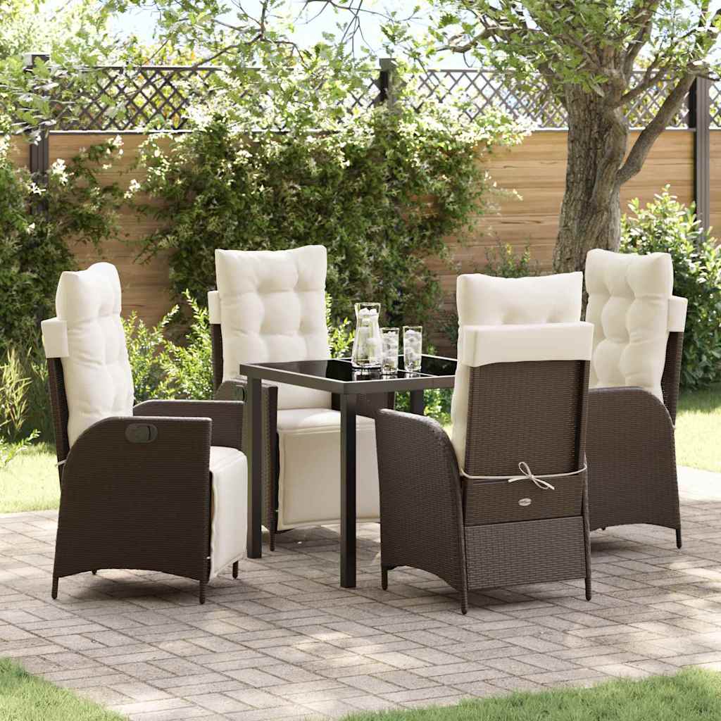Set da Pranzo per Giardino 5 pcs Marrone Poly Rattan - homemem39