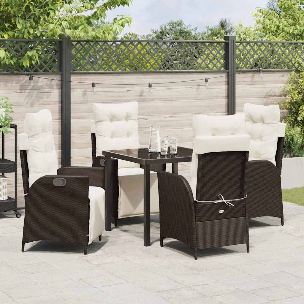Set da Pranzo per Giardino 5 pcs Marrone Poly Rattan - homemem39
