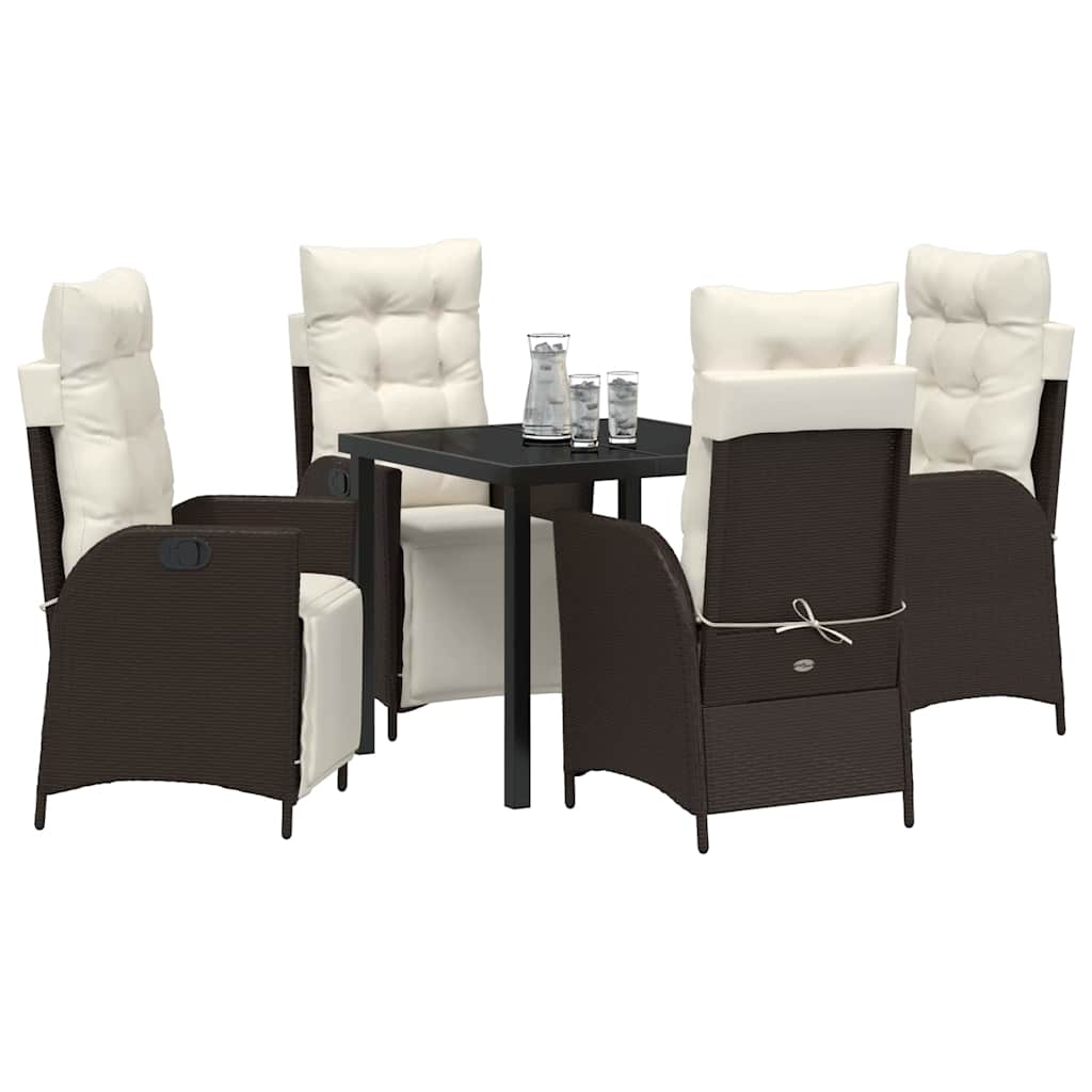Set da Pranzo per Giardino 5 pcs Marrone Poly Rattan - homemem39