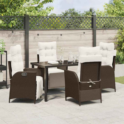 Set da Pranzo per Giardino 5 pcs Marrone Poly Rattan - homemem39