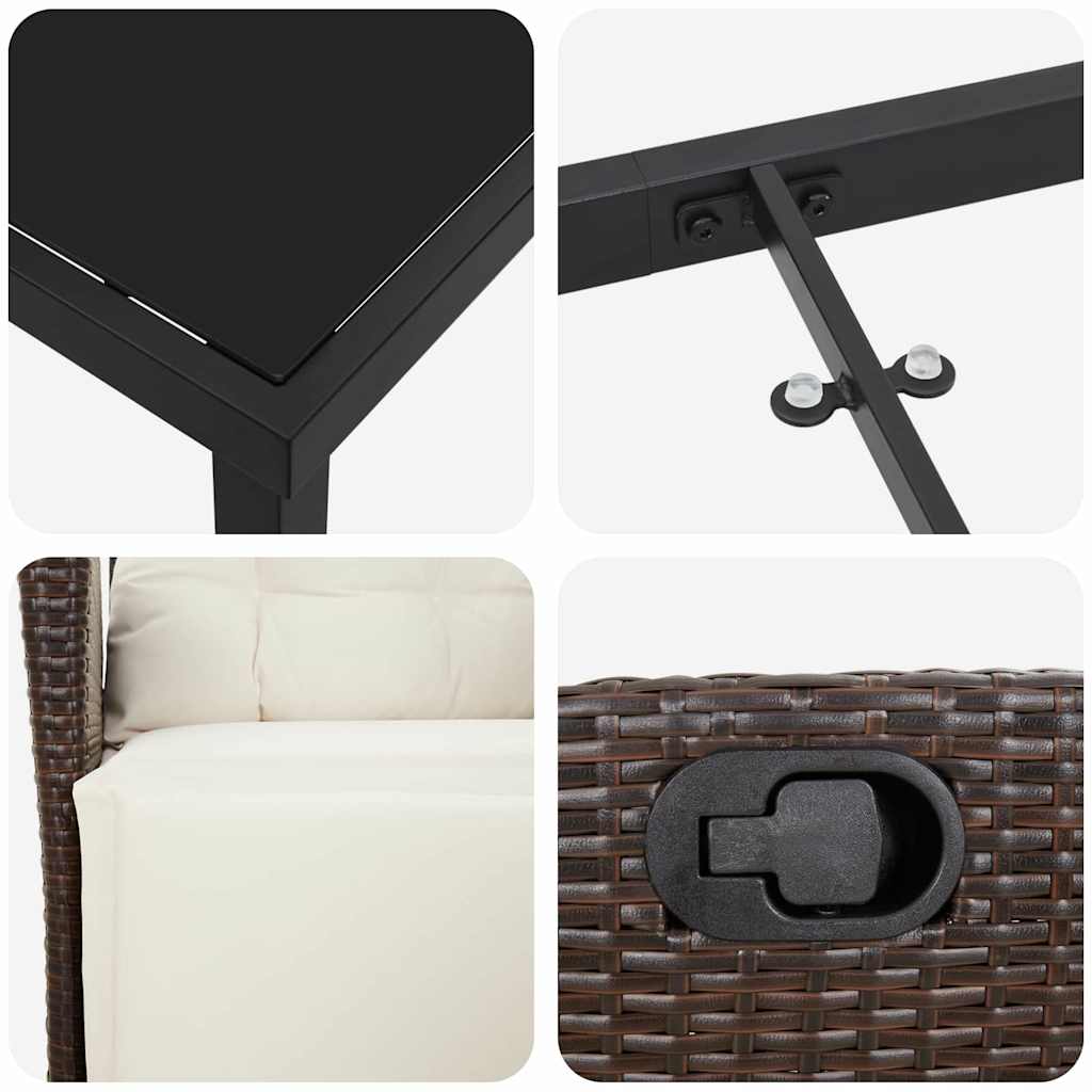 Set da Pranzo per Giardino 7 pcs Marrone Poly Rattan - homemem39