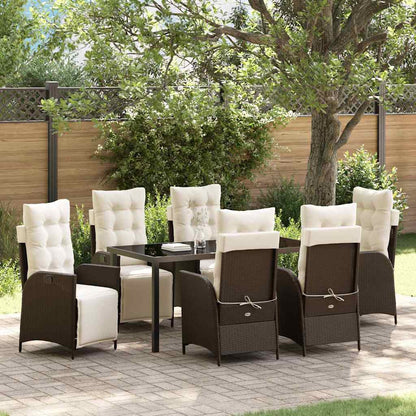 Set da Pranzo per Giardino 7 pcs Marrone Poly Rattan - homemem39