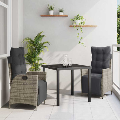 Set da Pranzo per Giardino 3 pcs Grigio Poly Rattan - homemem39