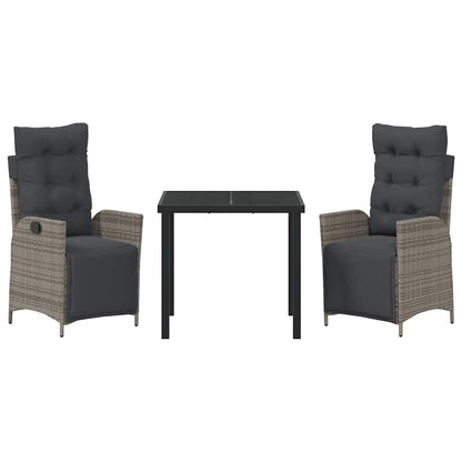 Set da Pranzo per Giardino 3 pcs Grigio Poly Rattan - homemem39