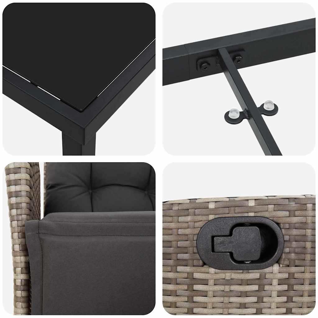 Set da Pranzo per Giardino 5 pcs Grigio Poly Rattan - homemem39