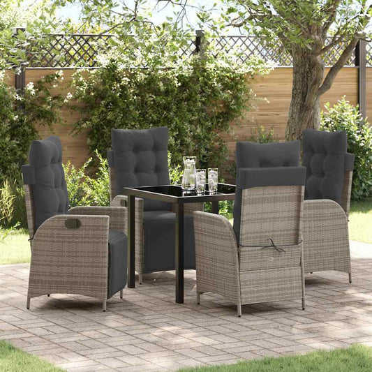 Set da Pranzo per Giardino 5 pcs Grigio Poly Rattan - homemem39