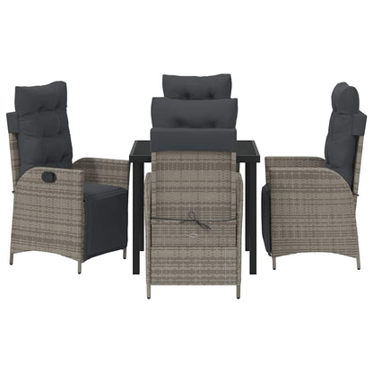 Set da Pranzo per Giardino 5 pcs Grigio Poly Rattan - homemem39