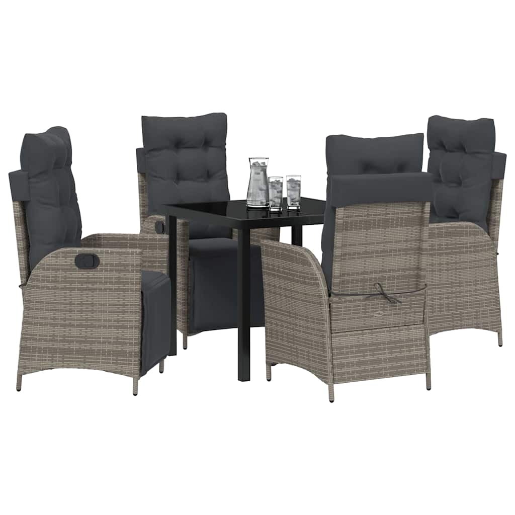 Set da Pranzo per Giardino 5 pcs Grigio Poly Rattan - homemem39