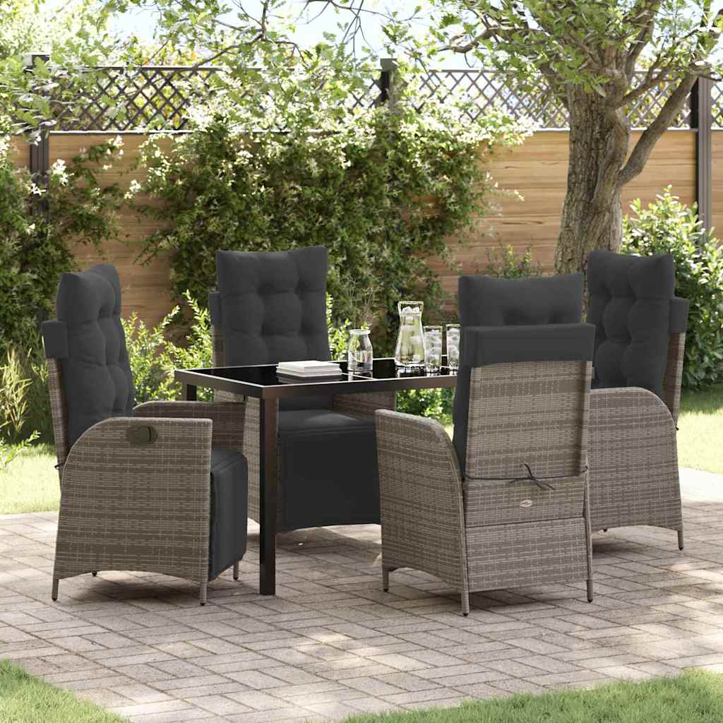 Set da Pranzo per Giardino 5 pcs Grigio Poly Rattan - homemem39
