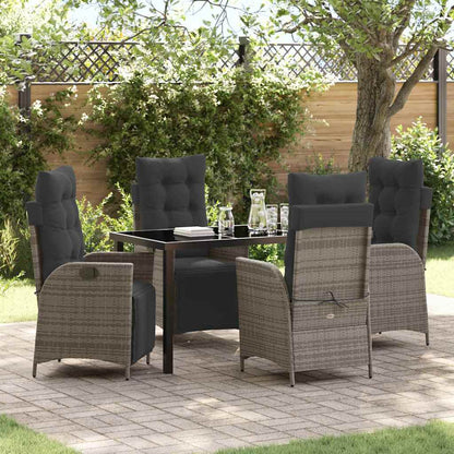 Set da Pranzo per Giardino 5 pcs Grigio Poly Rattan - homemem39
