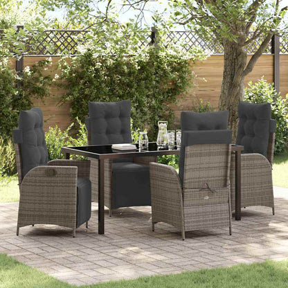 Set da Pranzo per Giardino 5 pcs Grigio Poly Rattan - homemem39
